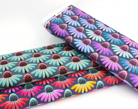 Designer-Baumwollstoff Love Always Echinacea in Dim (10 cm)